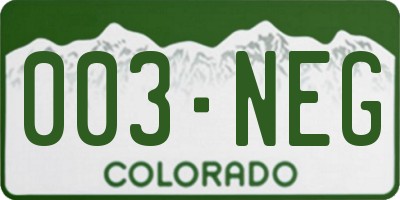 CO license plate 003NEG