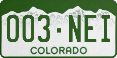 CO license plate 003NEI