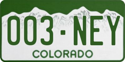 CO license plate 003NEY