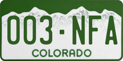 CO license plate 003NFA