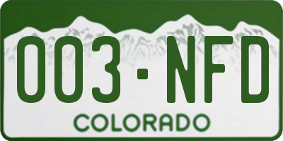 CO license plate 003NFD