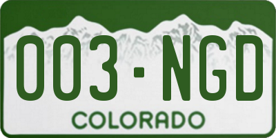 CO license plate 003NGD