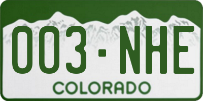 CO license plate 003NHE