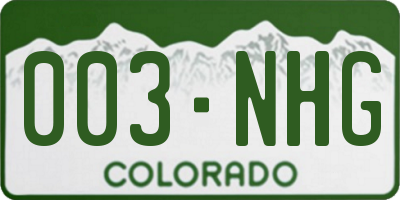 CO license plate 003NHG