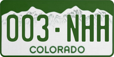 CO license plate 003NHH