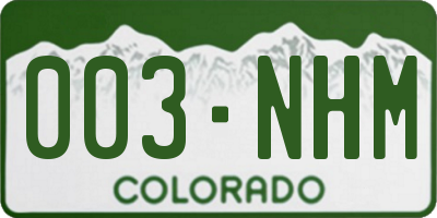 CO license plate 003NHM