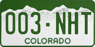 CO license plate 003NHT