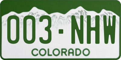 CO license plate 003NHW