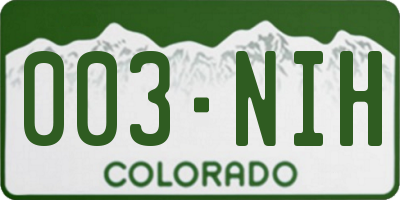 CO license plate 003NIH