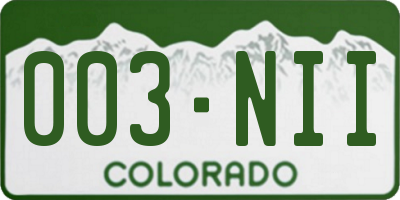 CO license plate 003NII