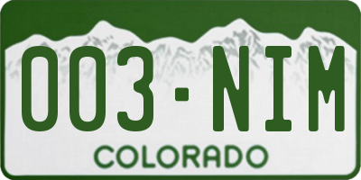 CO license plate 003NIM