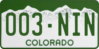 CO license plate 003NIN