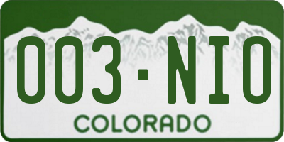 CO license plate 003NIO