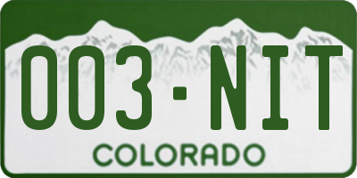 CO license plate 003NIT