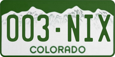 CO license plate 003NIX