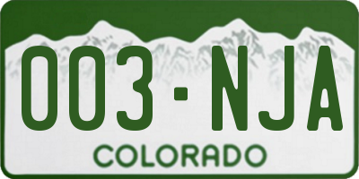 CO license plate 003NJA