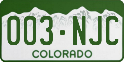CO license plate 003NJC