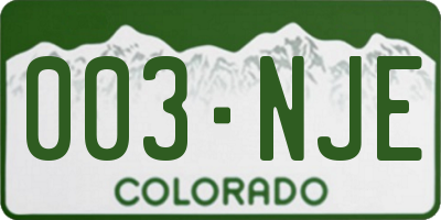 CO license plate 003NJE