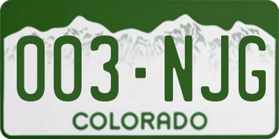 CO license plate 003NJG