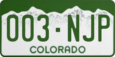 CO license plate 003NJP