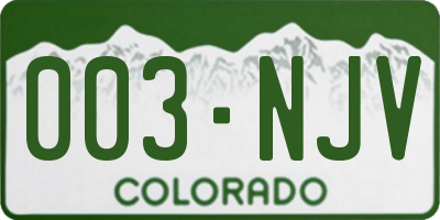 CO license plate 003NJV