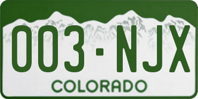 CO license plate 003NJX