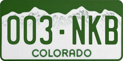 CO license plate 003NKB