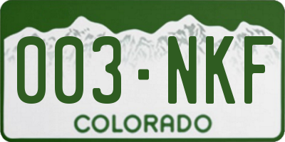 CO license plate 003NKF