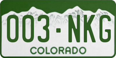 CO license plate 003NKG