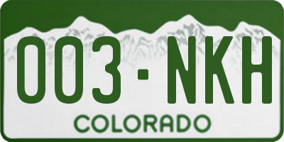 CO license plate 003NKH