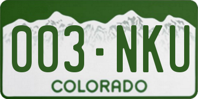 CO license plate 003NKU