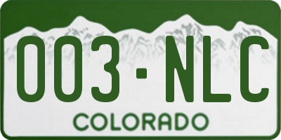 CO license plate 003NLC