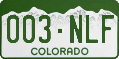 CO license plate 003NLF