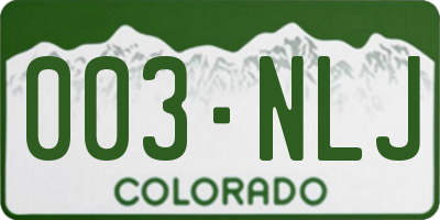 CO license plate 003NLJ