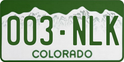 CO license plate 003NLK