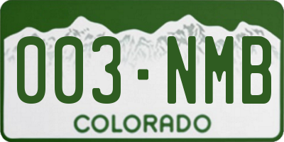 CO license plate 003NMB
