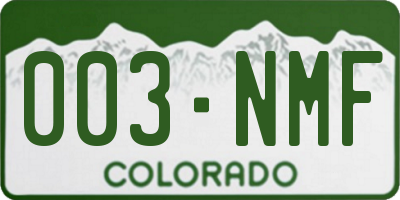 CO license plate 003NMF