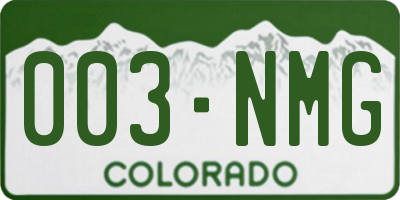 CO license plate 003NMG