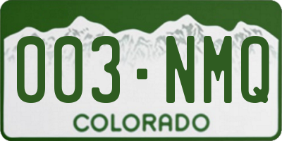 CO license plate 003NMQ