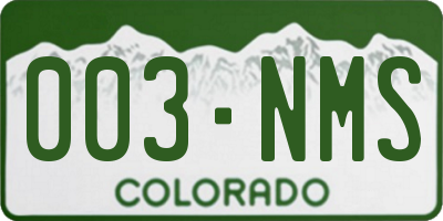 CO license plate 003NMS