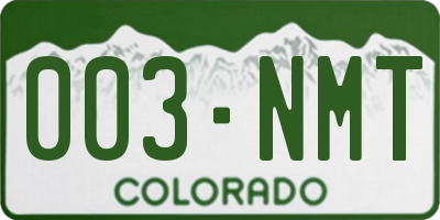 CO license plate 003NMT