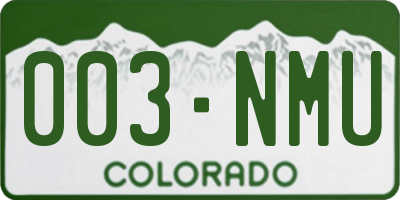 CO license plate 003NMU