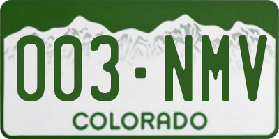 CO license plate 003NMV