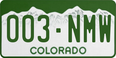 CO license plate 003NMW