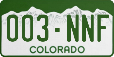 CO license plate 003NNF