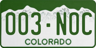 CO license plate 003NOC