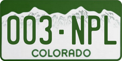CO license plate 003NPL