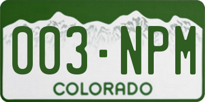 CO license plate 003NPM