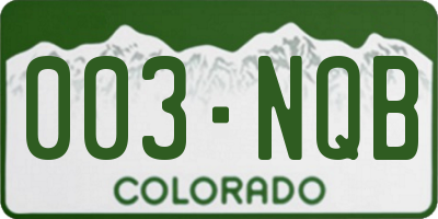 CO license plate 003NQB