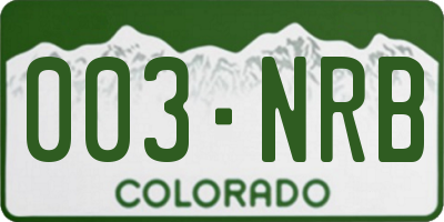 CO license plate 003NRB